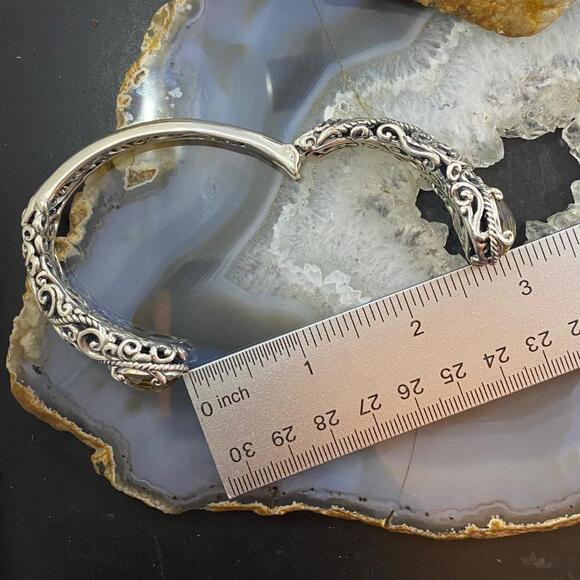 Carolyn Pollack Sterling Tiger's Eye Doublet Decorated Hinged Bracelet For Women - Picture 8 of 10